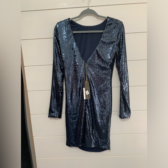 Dress The Population Lolita Sequin Long Sleeve Minidress NWT Size M - Picture 6 of 8